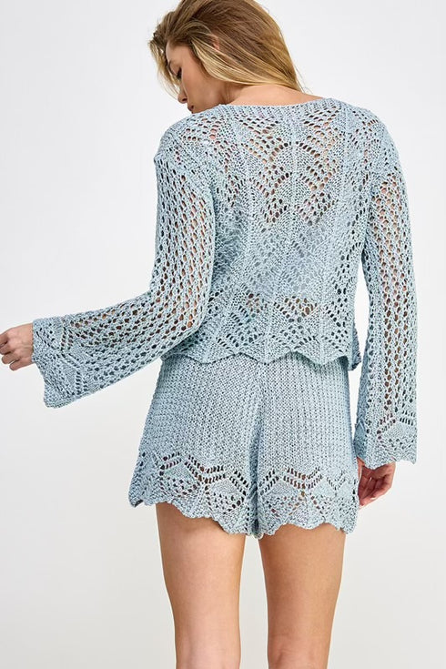 BLUE KNITTED TOP